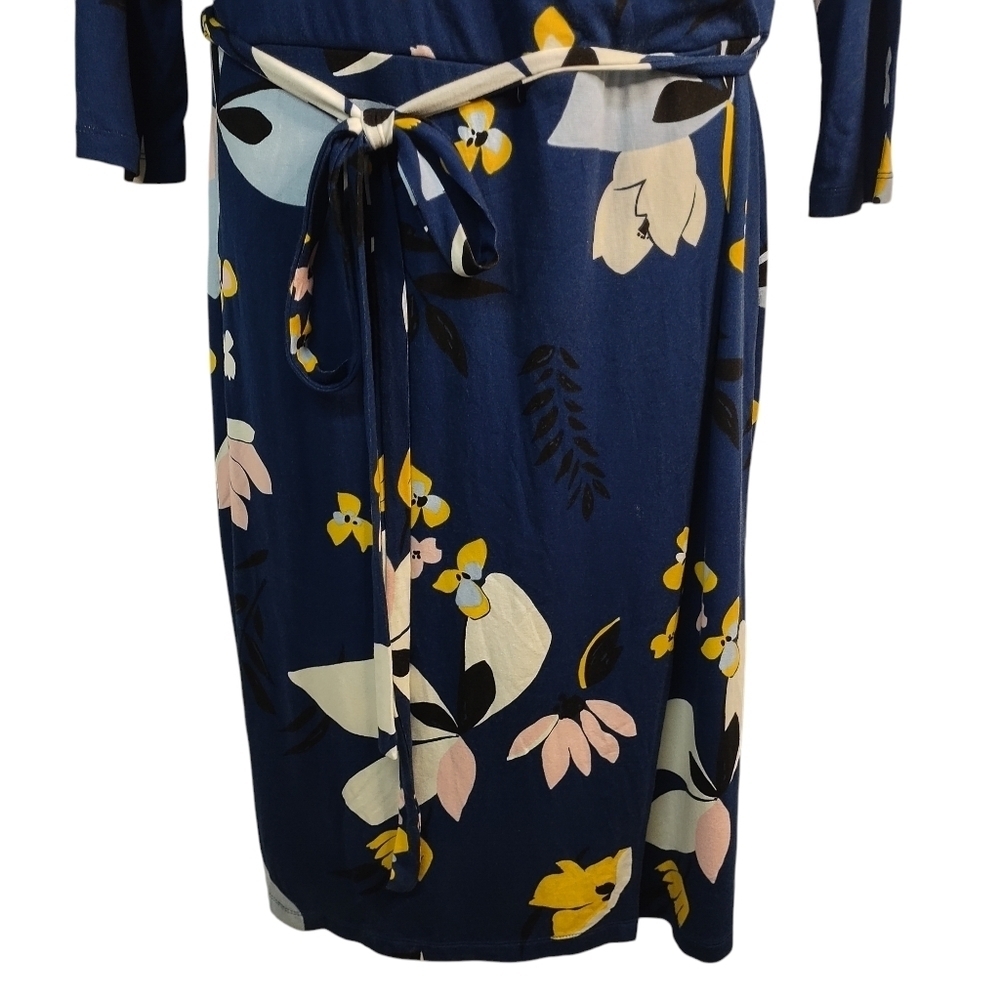 a new day Dress Women's Multi Color Floral Print Wrapped 3/4 Sleeve Size L NWT - Picture 4 of 9